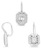 LARGE 1.29CT DIAMOND 14KT WHITE GOLD ROUND & BAGUETTE INVISIBLE OCTAGON EARRINGS