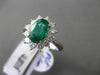 ESTATE LARGE 2.14CT DIAMOND & AAA EMERALD PLATINUM 3D OVAL HALO ENGAGEMENT RING