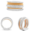 WIDE .94CT DIAMOND 14K WHITE & ROSE GOLD 3D ROUND MULTI ROW CRISS CROSS FUN RING