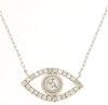 ESTATE .24CT DIAMOND 14KT WHITE GOLD CLASSIC ROUND LUCKY EVIL EYE FUN NECKLACE