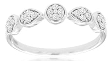 .21CT DIAMOND 14KT WHITE GOLD 3D ROUND FLOWER CLUSTER DOUBLE PEAR SHAPE FUN RING