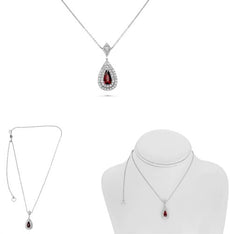 1.63CT DIAMOND 18KT WHITE GOLD PEAR SHAPE KITE & ROUND DOUBLE HALO LOVE NECKLACE