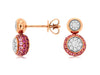 .71CT DIAMOND & AAA PINK SAPPHIRE 14K ROSE GOLD CIRCULAR FLOWER HANGING EARRINGS