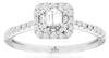 ESTATE .43CT DIAMOND 14K WHITE GOLD 3D ROUND & BAGUETTE CLUSTER SQUARE LOVE RING