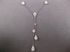 1.27CT DIAMOND 18KT WHITE GOLD FLOWER TEAR DROP LARIAT CHANDELIER LOVE NECKLACE