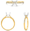 .13CT DIAMOND 14KT 2 TONE GOLD 4 PRONG SEMI ETERNITY SEMI MOUNT ENGAGEMENT RING