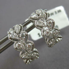 ESTATE .69CT DIAMOND 14KT WHITE GOLD ROUND MULTI LEAF FILIGREE HANGING EARRINGS