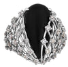 ESTATE LARGE 1.26CT DIAMOND & AAA ONYX 18KT WHITE GOLD 3D ROUND LOVE RING