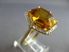 ESTATE LARGE 10.60CT DIAMOND & AAA CITRINE 14K YELLOW GOLD HEXAGON HALO FUN RING
