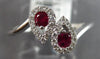 .41CT DIAMOND & AAA RUBY 14K WHITE GOLD ROUND DOUBLE PEAR SHAPE CRISS CROSS RING
