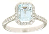 1.85CT DIAMOND & AAA AQUAMARINE 14KT WHITE GOLD EMERALD CUT & ROUND SQUARE RING