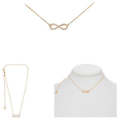 .15CT DIAMOND 14KT ROSE GOLD 3D ROUND CLASSIC INFINITY ADJUSTABLE LOVE NECKLACE