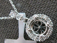 .27CT DIAMOND 18KT WHITE GOLD 3D ROUND HALO 4 PRONG SEMI MOUNT FLOATING PENDANT
