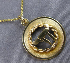 ANTIQUE 14KT YELLOW GOLD 3D HANDCRAFTED CIRCULAR CHAI FLOATING PENDANT #28081