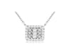 .39CT DIAMOND 14KT WHITE GOLD ROUND & BAGUETTE CLUSTER SQUARE HALO FUN NECKLACE