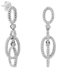 .78CT DIAMOND 18KT WHITE GOLD 3D OVAL LOVE KNOT BY THE YARD FUN HANGING EARRINGS