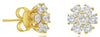 ESTATE 1.0CT DIAMOND 14KT YELLOW GOLD 3D ROUND CLASSIC FLOWER STUD EARRINGS