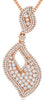 1.45CT DIAMOND 14K ROSE GOLD 3D CLASSIC DOUBLE LEAF FLORAL LOVE FLOATING PENDANT