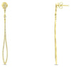 .45CT DIAMOND 14K YELLOW GOLD 3D ROUND ELONGATED TEAR DROP FUN HANGING EARRINGS