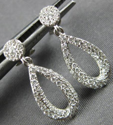 ESTATE .48CT DIAMOND 14KT WHITE GOLD 3D CLASSIC TEAR DROP FUN HANGING EARRINGS