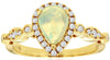 .95CT DIAMOND & AAA OPAL 14KT YELLOW GOLD OVAL & ROUND FILIGREE FRIENDSHIP RING
