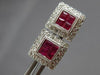 ESTATE 1.26CT DIAMOND & AAA RUBY 18KT WHITE GOLD PRINCESS & ROUND STUD EARRINGS