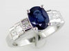 ESTATE 2CT DIAMOND & AAA SAPPHIRE 14K WHITE GOLD OVAL & PRINCESS ENGAGEMENT RING