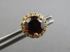 ESTATE 2.30CT DIAMOND & AAA GARNET 14KT YELLOW GOLD 3D HALO FLOWER STUD EARRINGS