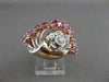 ANTIQUE 1.69CT OLD MINE DIAMOND RUBY 14K W ROSE GOLD FLOWER COCKTAIL RING #21009