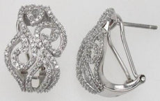 ESTATE LARGE .55CT DIAMOND 14K WHITE GOLD 3D MULTI LEAF CLIP ON HANGING EARRINGS
