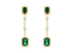 2.27CT DIAMOND & AAA EMERALD 14KT YELLOW GOLD EMERALD CUT HALO HANGING EARRINGS