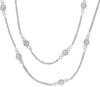 EXTRA LONG 25.14CT DIAMOND 18KT WHITE GOLD 3D MULTI FLOWER BY THE YARD NECKLACE