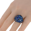 ESTATE LARGE 12.07CT DIAMOND & AAA SAPPHIRE 18KT WHITE GOLD DOME SHAPE FUN RING