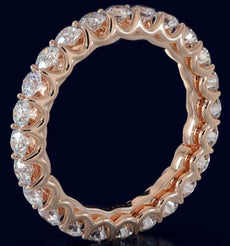 2.21CT DIAMOND 14KT ROSE GOLD 3D SHARED PRONG ETERNITY WEDDING ANNIVERSARY RING