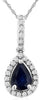 1.01CT DIAMOND & AAA SAPPHIRE 14K WHITE GOLD PEAR SHAPE & ROUND FLOATING PENDANT