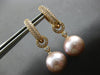 LARGE .49CT DIAMOND & AAA PINK SOUTH SEA PEARL 18KT ROSE GOLD 3D HUGGIE EARRINGS