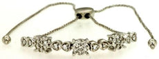 .50CT DIAMOND 14KT WHITE GOLD 3D MULTI FLOWER HEART ADJUSTABLE FUN LOVE BRACELET