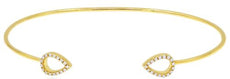 .13CT DIAMOND 14KT YELLOW GOLD 3D DOUBLE TEAR DROP LEAF FLEXIBLE BANGLE BRACELET