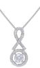 ESTATE .40CT DIAMOND 14KT WHITE GOLD 3D SOLITAIRE HALO INFINITY LOVE NECKLACE