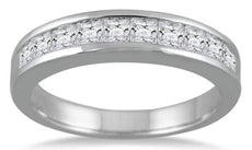 1.0CT DIAMOND 14KT WHITE GOLD 3D PRINCESS CHANNEL SEMI ETERNITY ANNIVERSARY RING
