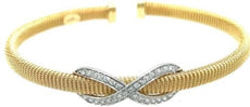 .39CT DIAMOND 18KT 2 TONE GOLD INFINITY FLEXIBLE SNAKE LOVE CUFF BANGLE BRACELET
