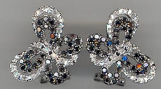 1.03CT WHITE & BLACK DIAMOND 14KT WHITE GOLD BUTTERFLY CLIP ON HANGING EARRINGS