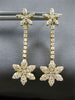 ESTATE 1.25CT DIAMOND 14KT YELLOW GOLD 3D DOUBLE FLOWER CLASSIC HANGING EARRINGS