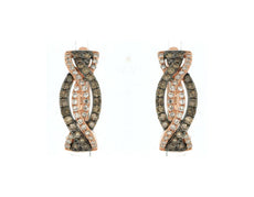 .56CT WHITE & CHOCOLATE FANCY DIAMOND 14KT ROSE & BLACK GOLD 3D HANGING EARRINGS