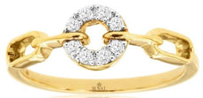 ESTATE .12CT DIAMOND 14KT 2 TONE GOLD 3D ROUND CIRCLE OF LIFE OVAL LINK RING