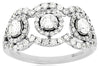 1.20CT DIAMOND 14KT WHITE GOLD 3D PAST PRESENT FUTURE FLORAL ANNIVERSARY RING