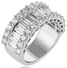 3.0CT DIAMOND 18KT WHITE GOLD 3D ROUND & BAGUETTE 3 ROW WEDDING ANNIVERSARY RING