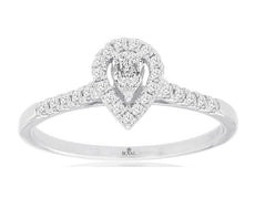 .35CT DIAMOND 14KT WHITE GOLD 3D PEAR SHAPE & ROUND CLASSIC HALO ENGAGEMENT RING