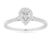 .35CT DIAMOND 14KT WHITE GOLD 3D PEAR SHAPE & ROUND CLASSIC HALO ENGAGEMENT RING