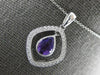 1.25CT DIAMOND & AAA AMETHYST 14K WHITE GOLD PEAR SHAPE & ROUND FLOATING PENDANT